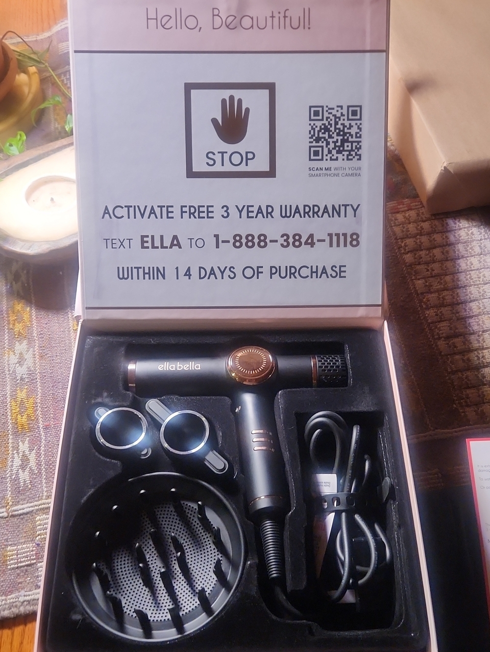 ELLA BELLA Ionic Hair Dryer with Diffuser Bstelu Usedl